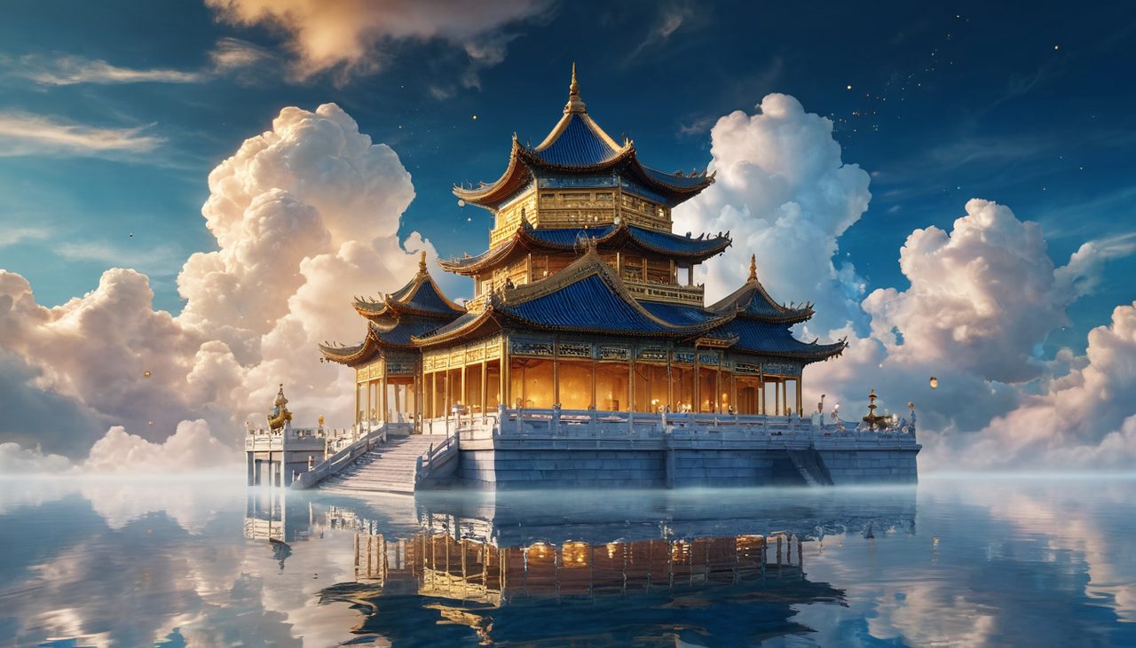 天宮聖女免費試玩示意圖:天文台圓頂下的望遠鏡對著滿月與雲海星空